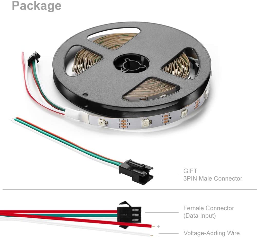 BTF-Lighting Smart LED Strip - WS2812B | IP30 | 30Pixels/m | White PCB